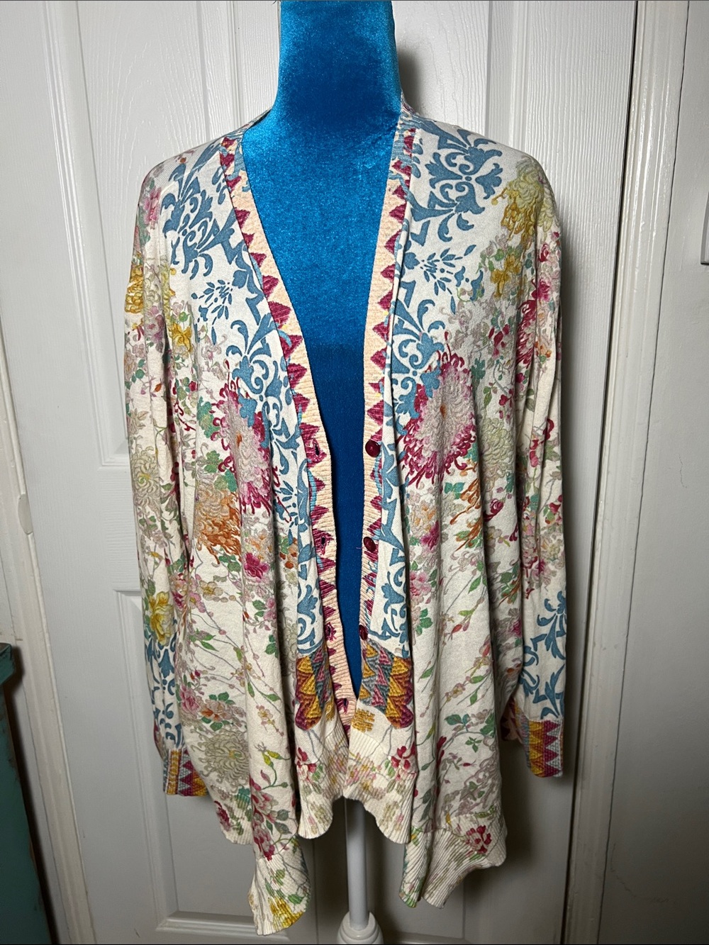 Johnny Was Multicolor Cotton Cardigan Sweater Women’s Large